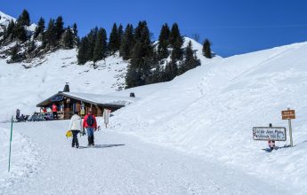 La Bourgeoise from the chalet at Joux Plane on snowshoes